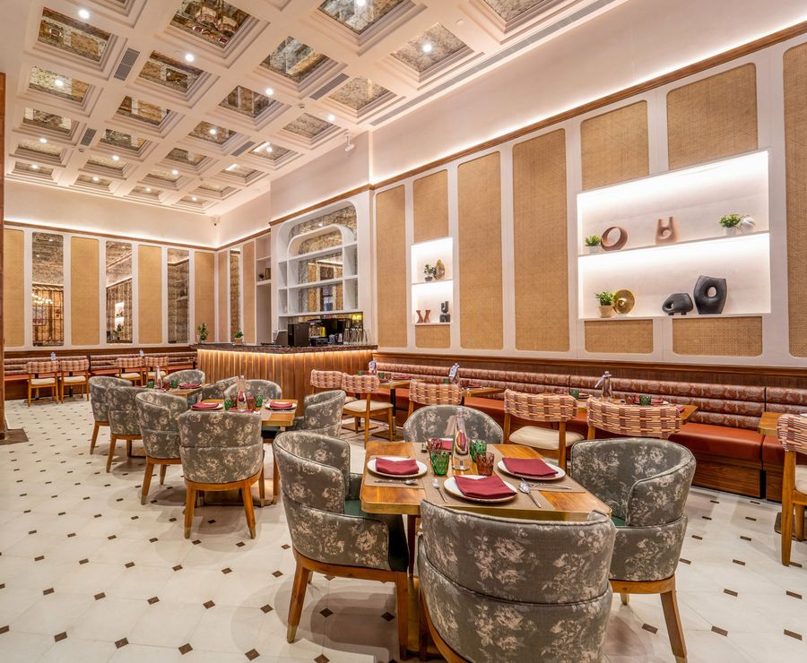 The dining room at Sattvik seen from the entrance